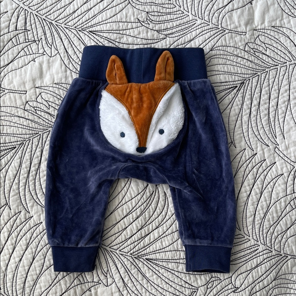 Mori Baby - Fox Bum Velour Joggers, 3-6 months